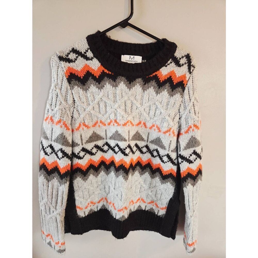 Magaschoni Cable Knit Fair Isle Sweater